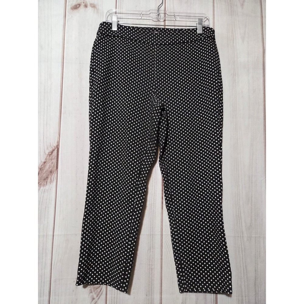 Nanette Lepore Women Black White Polka Dot Cropped Pants Size Medium Resort‎